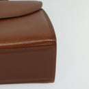 Burberrys Hand Bag Leather 2way Brown Gold Auth BA3086-14