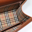 Burberrys Hand Bag Leather 2way Brown Gold Auth BA3086-17