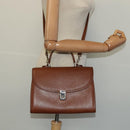 Burberrys Hand Bag Leather 2way Brown Gold Auth BA3086-22