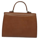 Burberrys Hand Bag Leather 2way Brown Gold Auth BA3086-2