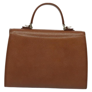 Burberrys Hand Bag Leather 2way Brown Gold Auth BA3086 - 0