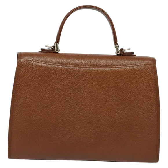 Burberrys Hand Bag Leather 2way Brown Gold Auth BA3086
