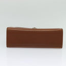 Burberrys Hand Bag Leather 2way Brown Gold Auth BA3086-5