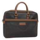 Christian Dior Honeycomb Canvas Business Bag PVC Black Gold Auth BA3097-1