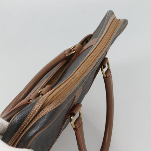 Christian Dior Honeycomb Canvas Business Bag PVC Black Gold Auth BA3097