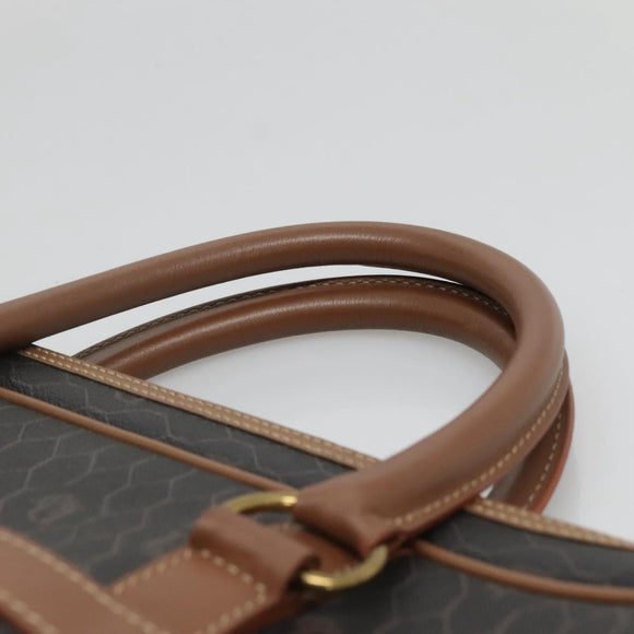 Christian Dior Honeycomb Canvas Business Bag PVC Black Gold Auth BA3097