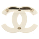 CHANEL COCO Mark Rhinestone Brooch plastic White CC Auth BA3099-3