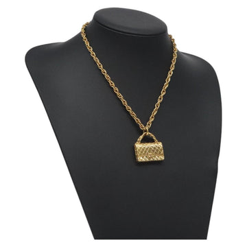 CHANEL Matelasse Necklace metal Gold CC Auth BA3100