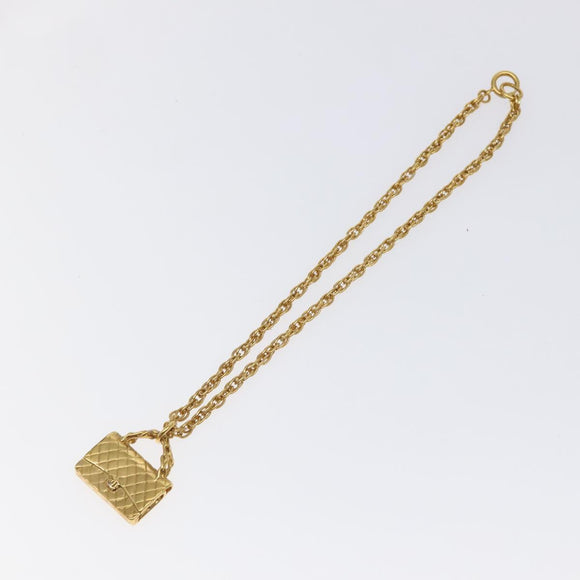 CHANEL Matelasse Necklace metal Gold CC Auth BA3100