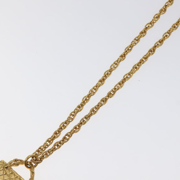 CHANEL Matelasse Necklace metal Gold CC Auth BA3100