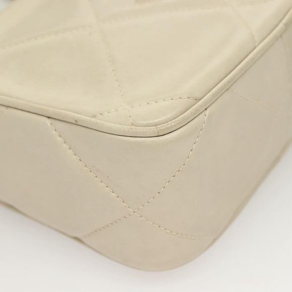 CHANEL Matelasse COCO Mark Chain Bag Lamb Skin Beige Gold CC Auth BA3101