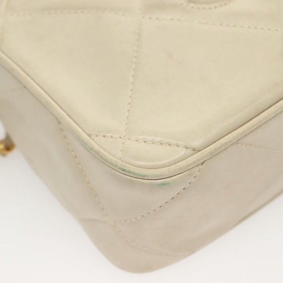 CHANEL Matelasse COCO Mark Chain Bag Lamb Skin Beige Gold CC Auth BA3101