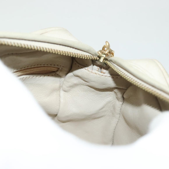 CHANEL Matelasse COCO Mark Chain Bag Lamb Skin Beige Gold CC Auth BA3101