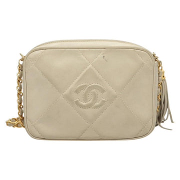 CHANEL Matelasse COCO Mark Chain Bag Lamb Skin Beige Gold CC Auth BA3101 - 0