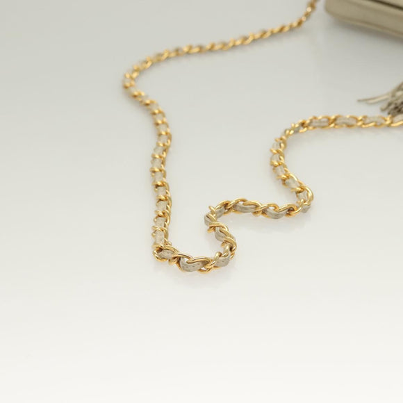 CHANEL Matelasse COCO Mark Chain Bag Lamb Skin Beige Gold CC Auth BA3101