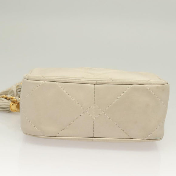 CHANEL Matelasse COCO Mark Chain Bag Lamb Skin Beige Gold CC Auth BA3101