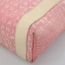 BVLGARI Logo Mania Tote Bag Canvas Pink Silver Auth BA3106-14