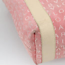 BVLGARI Logo Mania Tote Bag Canvas Pink Silver Auth BA3106-16