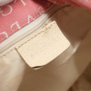 BVLGARI Logo Mania Tote Bag Canvas Pink Silver Auth BA3106-10