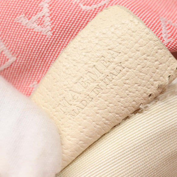 BVLGARI Logo Mania Tote Bag Canvas Pink Silver Auth BA3106