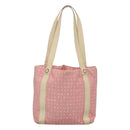 BVLGARI Logo Mania Tote Bag Canvas Pink Silver Auth BA3106-2