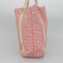 BVLGARI Logo Mania Tote Bag Canvas Pink Silver Auth BA3106-3