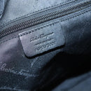 Salvatore Ferragamo Gancini Tote Bag Canvas Black Silver Auth BA3107-14