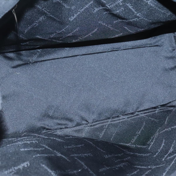 Salvatore Ferragamo Gancini Tote Bag Canvas Black Silver Auth BA3107