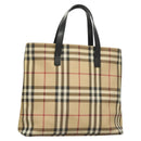 BURBERRY Nova Check Hand Bag PVC Beige Auth BA3108-1