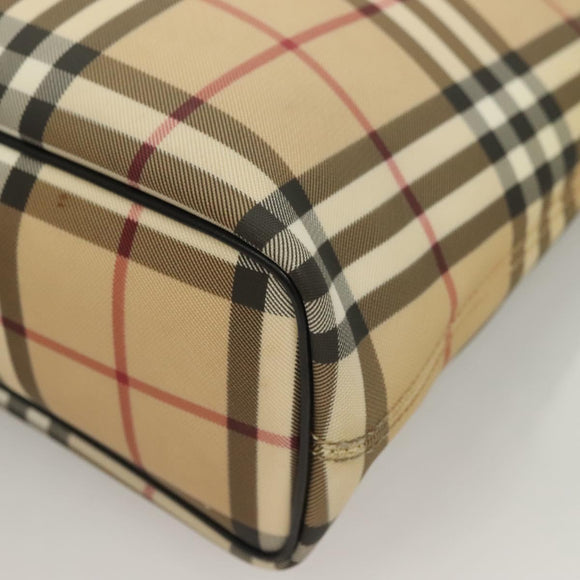 BURBERRY Nova Check Hand Bag PVC Beige Auth BA3108