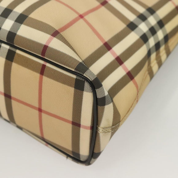 BURBERRY Nova Check Hand Bag PVC Beige Auth BA3108