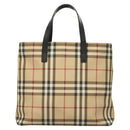 BURBERRY Nova Check Hand Bag PVC Beige Auth BA3108-2