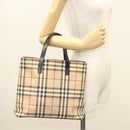 BURBERRY Nova Check Hand Bag PVC Beige Auth BA3108-21