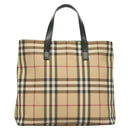 BURBERRY Nova Check Hand Bag PVC Beige Auth BA3108-3