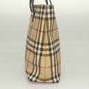 BURBERRY Nova Check Hand Bag PVC Beige Auth BA3108-4