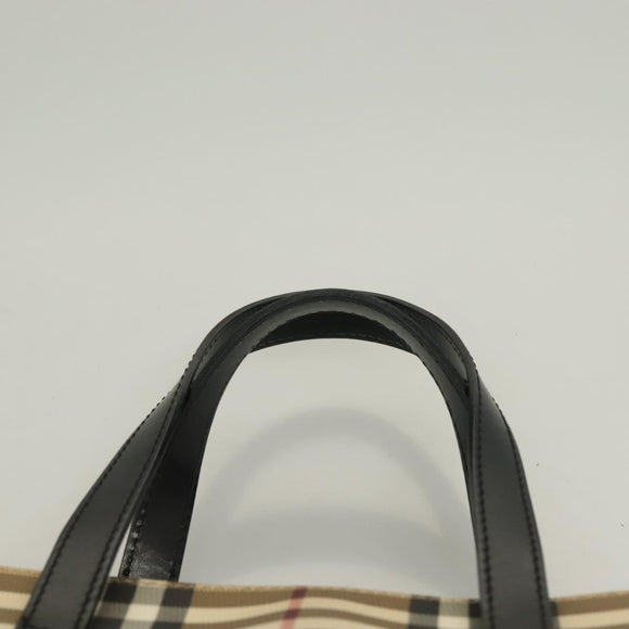 BURBERRY Nova Check Hand Bag PVC Beige Auth BA3108