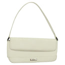 BURBERRY Shoulder Bag Leather White Silver Auth BA3110-1
