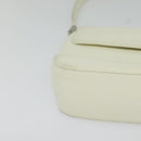 BURBERRY Shoulder Bag Leather White Silver Auth BA3110-9