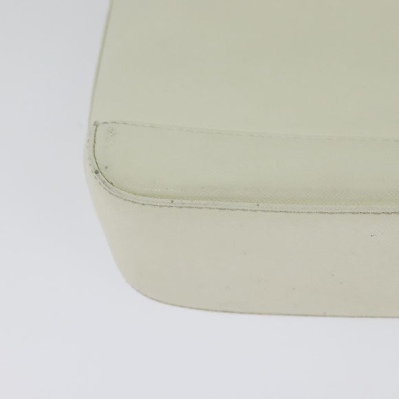 BURBERRY Shoulder Bag Leather White Silver Auth BA3110