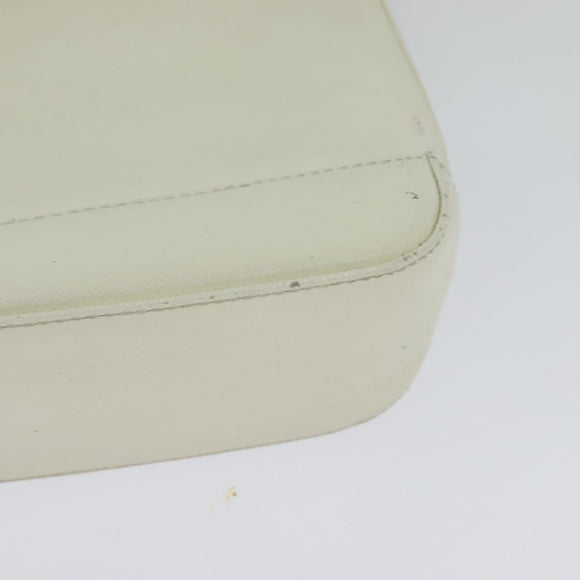 BURBERRY Shoulder Bag Leather White Silver Auth BA3110