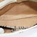 BURBERRY Shoulder Bag Leather White Silver Auth BA3110-12