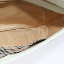 BURBERRY Shoulder Bag Leather White Silver Auth BA3110-18