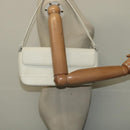BURBERRY Shoulder Bag Leather White Silver Auth BA3110-21