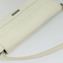 BURBERRY Shoulder Bag Leather White Silver Auth BA3110-6