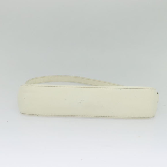 BURBERRY Shoulder Bag Leather White Silver Auth BA3110