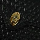 BALLY Quilted Hand Bag Leather Black Gold Auth BA3112-17