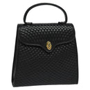 BALLY Quilted Hand Bag Leather Black Gold Auth BA3112-1