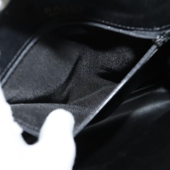 BALLY Quilted Hand Bag Leather Black Gold Auth BA3112