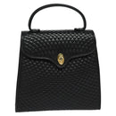 BALLY Quilted Hand Bag Leather Black Gold Auth BA3112-13