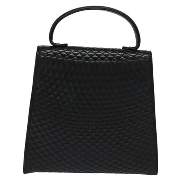 BALLY Quilted Hand Bag Leather Black Gold Auth BA3112 - 0